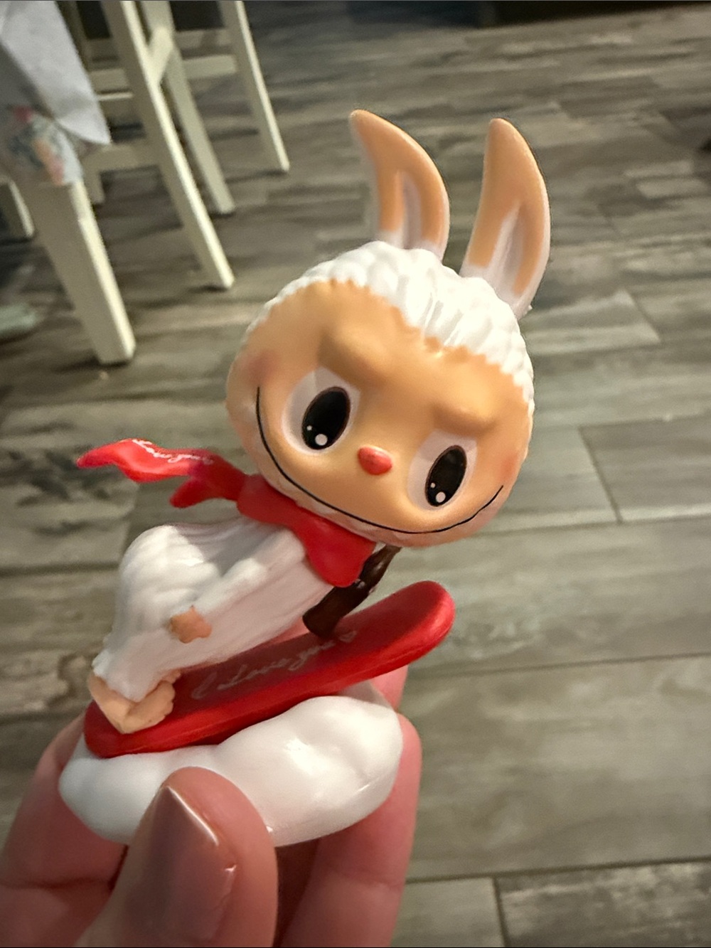 Labubu Figurine with Red Scarf